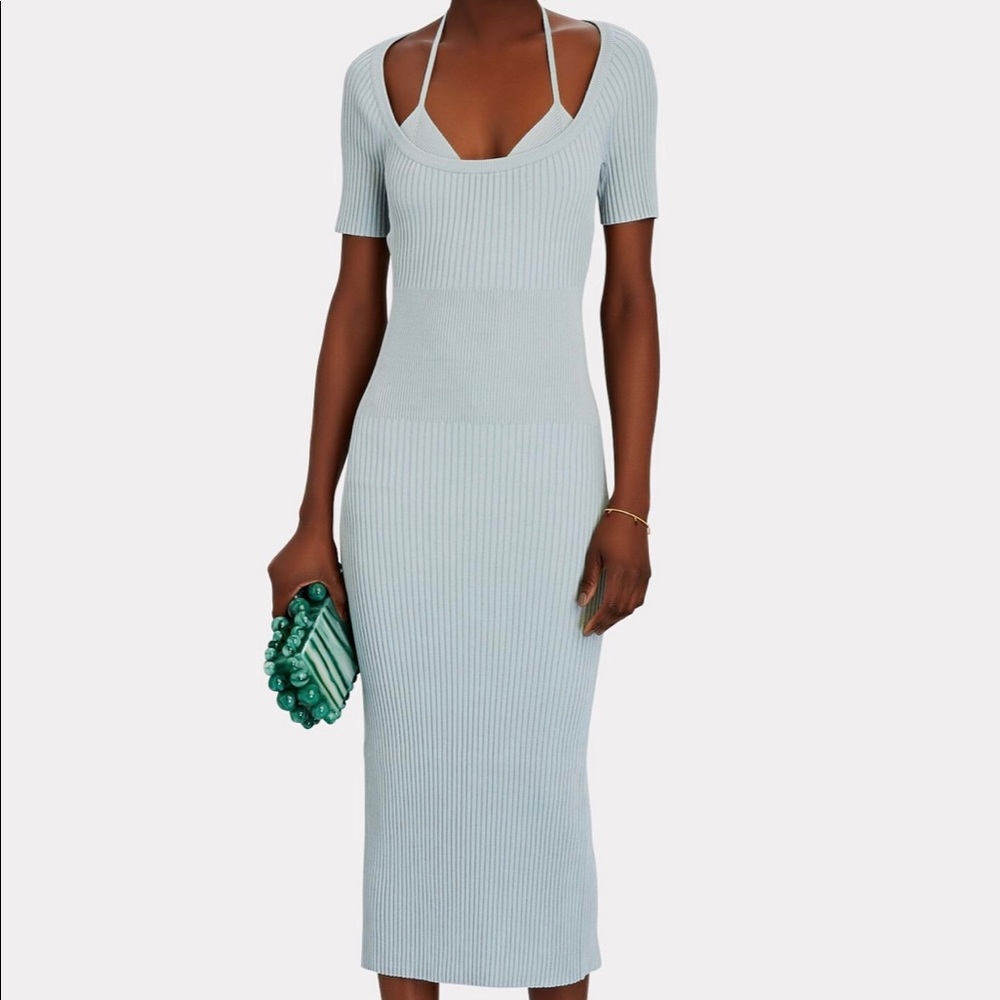 Jonathan Simkhai Pale Blue Ribbed Midi Dress